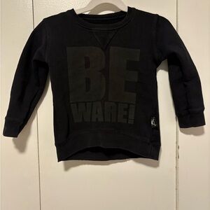 Nununu "BEWARE" pullover sweatshirt in black cotton size 18-24 months